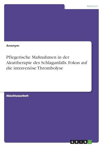 Pflegerische Maßnahmen in der Akuttherapie des Schlaganfalls. Fokus auf die intravenöse Thrombolyse