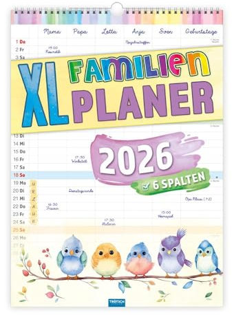 TRÖTSCH - Großbildkalender XL Familienplaner 2026 | mit 6 Spalten : Wandkalender