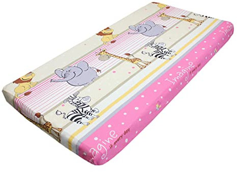 TupTam Baby Spannbettlaken Kinder Spannbetttuch für Babybett Kinderbett Gemustert, Farbe: Imagine Rosa, Größe: 70 x 140 cm