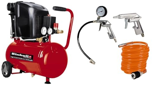 Einhell Compresseur TE-AC 270/24/10 (Puissance moteur 1800W, Capacité de la cuve : 24 L, Clapet anti-retour, Vis de purge)