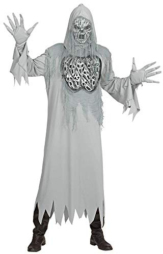 W WIDMANN MILANO Party Fashion - Kostüm heulender Geist, Robe mit Kapuze, Handschuhe, Maske, Dämon, Gespenst