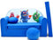 Kinder Sofa Couch Baby Schlafsofa Kinderzimmer Bett gemütlich verschidene Farben und motiven (C28 blau Monster)