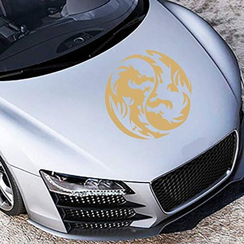 INDIGOS UG - Auto Aufkleber Yin Yang Drache 60cm x 60cm Gold - Heckscheibenaufkleber - Autoaufkleber lustig - Tuning - Spoiler - Sticker Wohnmobil