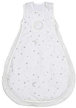 roba Babyschlafsack 62/68 cm - Easy Air Sternenzauber - Sommer Schlafsack für Neugeborene - aus Baumwolle mit Mesh Einsätzen - Stern Motiv in Weiß