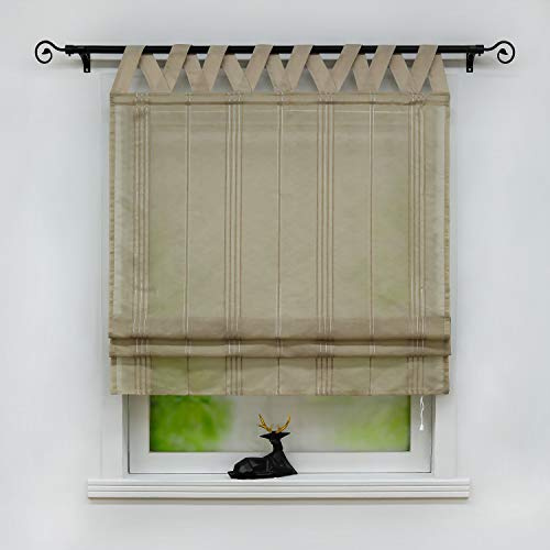 Joyswahl Raffrollo halbtransparentes Bändchenrollo Schal Thea 80x140 Grau | Unifarbiges Raffgardinen mit Schlaufen, Fenster Vorhänge mit Längsstreifen, 1er Pack, Schlaufenrollo Leinenoptik innen