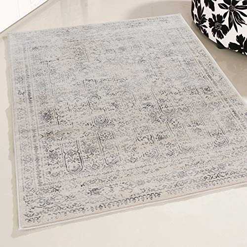 Mynes Home UK Rug Living Room Soft Dense Pile Classic Design In Cream (120 x 170 cm)