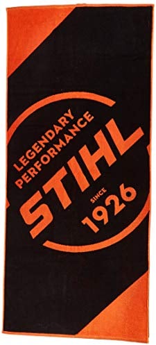 Stihl Serviette de Plage pour Adulte, Serviette de Plage et de Sauna, Noir/Orange, 80 x 180 cm