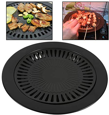 Parrilla sin Humo Interior, Sartenes de Hierro Fundido con Antiadherente, Bandejas de Asar Sartén para Estufa BBQ, Barbacoa Parrilla, Estilo Antiadherente BBQ para Asado verduras Brochetas Mariscos