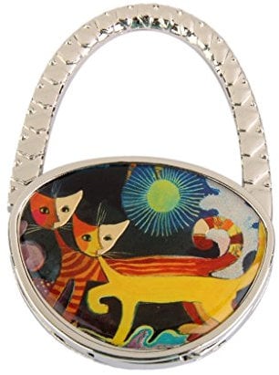 Ladie's Bag Handbag Purse Table Hanger Hook Holder Couples Cat Pattern (02) 2 1x
