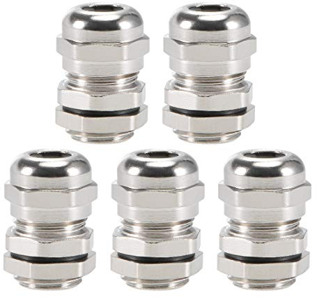 sourcing map 5Stk. 3mm-6,5mm M12x1,5 Kabelverschraubung Metallverbindung Einstellbare Kontermutter mit Unterlegscheibe