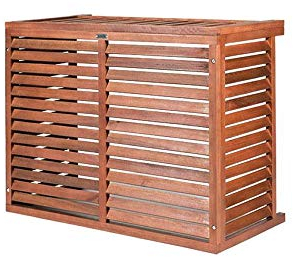 Revestimiento de fachada de madera tratada | Rejilla protectora para sistemas de aire acondicionado y bombas de calor, tamaño: M