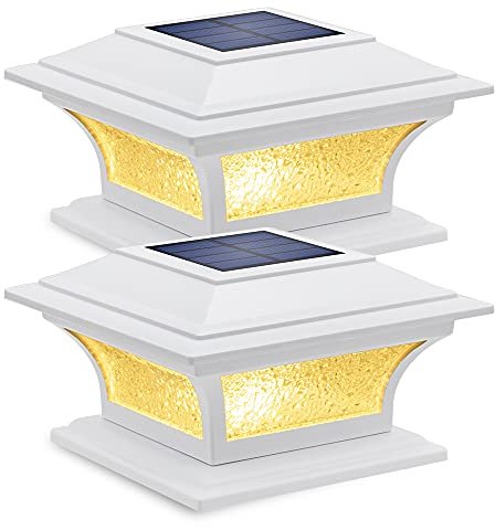 Siedinlar Solar Pfostenkappen Licht, Solarleuchten für Außen 2 Modi LED Licht Wasserdicht Decor für 7x7 8x8 9x9 Holzpfosten Zaun Patio (2 Stück)