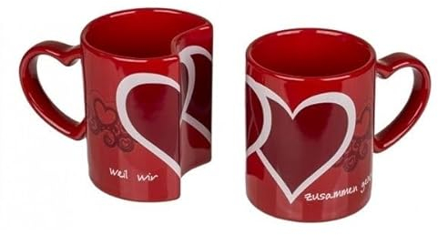 2 Mug cœurs romantiques imbriqués tasses coeurs rouges
