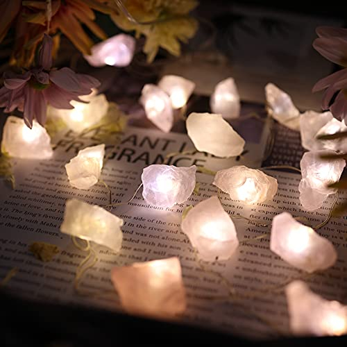 JASHIKA Rose Quartz Fairy Lights Pale Pink Crystal Decorative String Lights Color Changing 8.5ft 20 LEDs USB Plug in or Battery Operated Christmas Décor Bedroom Lights Tree Ornaments Wedding Décor