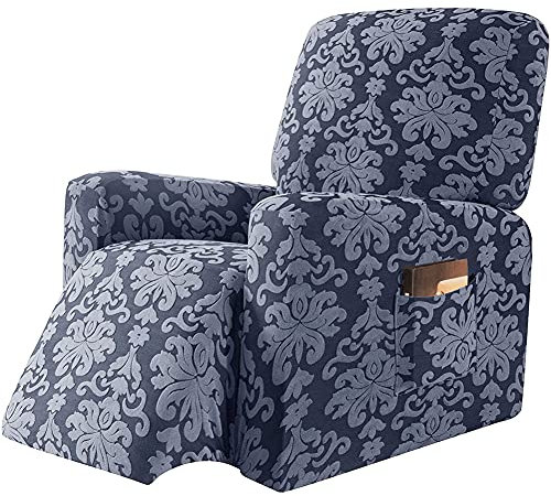 Jacquard Sesselbezug, Sesselschoner, Stretchhusse für Relaxsessel Komplett, Elastisch Bezug für Fernsehsessel Liege Sessel Weich Antirutsch Husse (Grau)