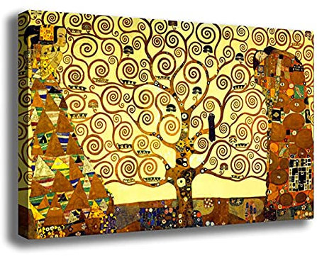 Quadro Moderno ALBERO DELLA VITA Stile KLIMT RIPRODUZIONE STAMPA SU TELA Quadri Moderni Arredo Arte Astratto Cucina Soggiorno Salone Camera da letto (20x30 centimetri, Albero della Vita)