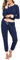 Aseniza Pyjama Femme Hiver Coton Ensembles de Pyjama Femmes Chauds Manches Longues Vêtements de Nuit Couleurs Contrastées Ensemble Pyjamas Tenue de Nuit Vêtements de Détente Loungewear Bleu Foncé M