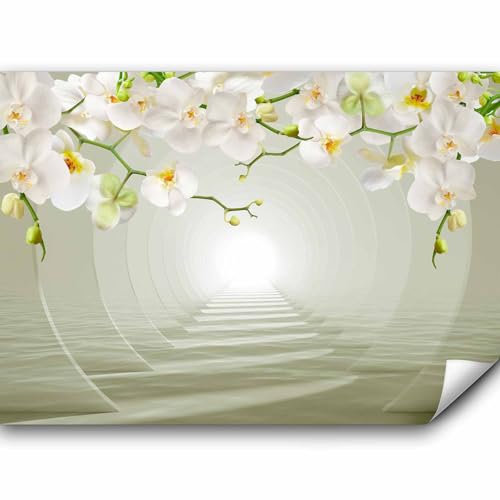 murando Fototapete selbstklebend 3D Effekt 147x105cm Foto Tapete Tapetenfolie Möbelfolie Wandverkleidung Wandtapete Motivtapeten Bildtapete Wohnzimmer 3d Effekt Modern Tunnel Orchidee Blumen Abstrakt