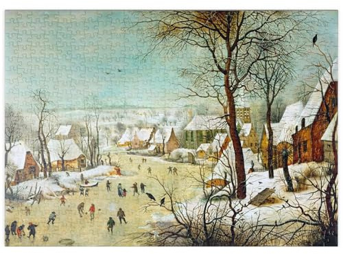 MyPuzzle Winter Landscape with Skaters and a Bird Trap, 1565, by Pieter Bruegel the Elder - Premium 500 Teile Puzzle - MyPuzzle Sonderkollektion von Aepyornis