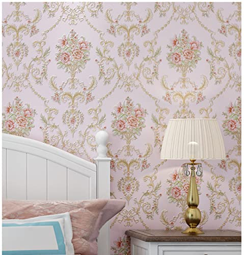 ZAHHYG Papier Peint Panoramique Style Pastoral Rose Papier Peint Adhesif Moderne Papier Peint 3D Salon Papier Peint Intissé Chambre D’enfants Décoration Murale Papiers Peints53x1000cm