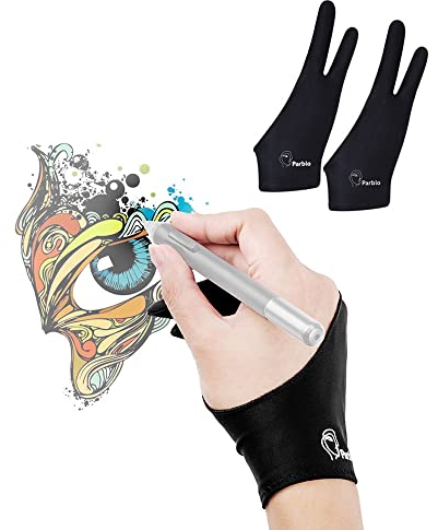 Parblo PR-01 Zeichenhandschuh, 2 Stück, Künstlerhandschuh mit Zwei-Finger-Design für rechte und linke Hand