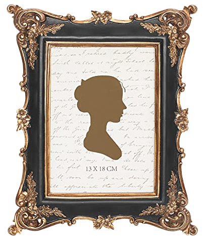 Sunlit Vintage-Bilderrahmen, 12,7 x 17,8 cm, antiker Luxus-Bilderrahmen mit Glasfront, Foto-Display, Tisch-Wandbehang, Geschenkideen, Schwarz