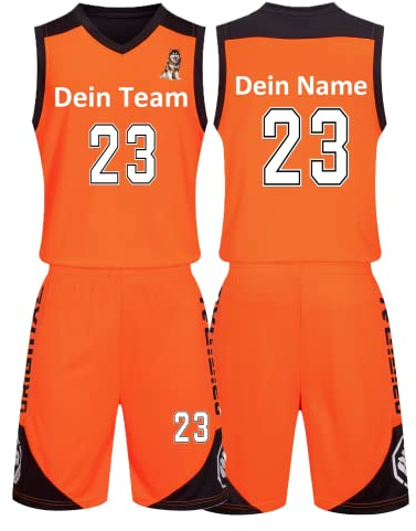 Benutzerdefiniert Basketball Trikot Kinder Herren Set mit Namen Nummer Team Logo 2-Piece Basketball Jersey Shirt & Short Orange