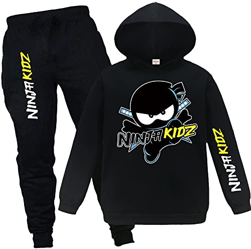 Forlcool Gamer Merch Hoodies and Pants 2pcs Tracksuits for Kids Gamer Comfortable Casual Suits (Black,7-8 Years,7 Years,8 Years)
