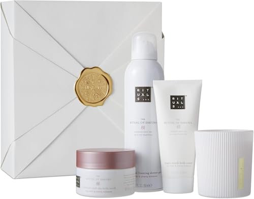 RITUALS Gift Set The Ritual of Sakura M - 4 Home and Skincare Products Enriched with Cherry Blossom and Rice Milk - Bath Gift Box with Renewing and Soothing Properties