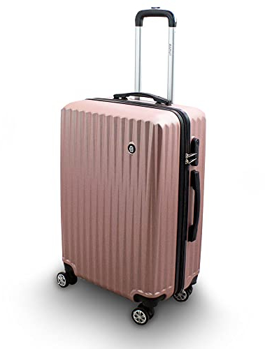 Lacestone Barut Trolley Hartschalen Koffer Hartschalenkoffer Hardcase Größe L - Modell General (Rosegold)