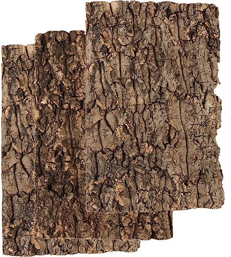 POPETPOP 3pcs Reptile Cork Terrarium Background, Cork Terrarium Background Reptile Natural Cork Bark Backdrop Fish Tank Background Decor Reptile Climbing Wall for Turtle Beared Dragon Snake