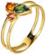 Homxi Ringe Damen,Gelbgold 18K Ring Rund mit Birne Turmaline Ring Gold Größen 49 (15.6)