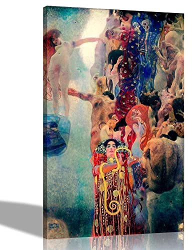 Medizin von Gustav Klimt Leinwanddrucke Wandkunst Hängende Dekor Ölgemälde Reproduktion Gerahmte Bilder 30 x 40 cm