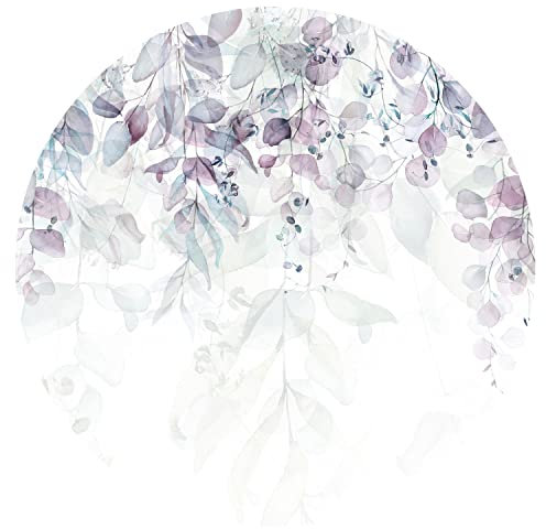 murando runde Fototapete selbstklebend pastellfarbene Blätter 180x180 cm Tapeten Wandtapete XXL Moderne Wanddeko Design Wand Dekoration Wohnzimmer Schlafzimmer Büro Flur Efeu Natur