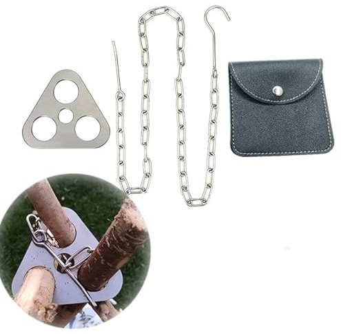 Vokowin Portable Camping Tripod Set, Stainless Steel Campfire Cooking Accessories Set with Adjustable Chain Hanger Hook Portable Campfire Stand, Outdoor Cookware Stand (K230-1)