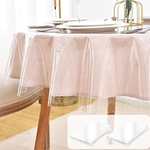 Nasitos Runde Tischdeckenschutz, 152,4 cm, kleine, runde Kunststoff-Tischdecken, wasserdicht, transparentes PVC, öl- und auslaufsicher, Vinyl-Tischdecke für kleinen Couchtisch, Außen- und