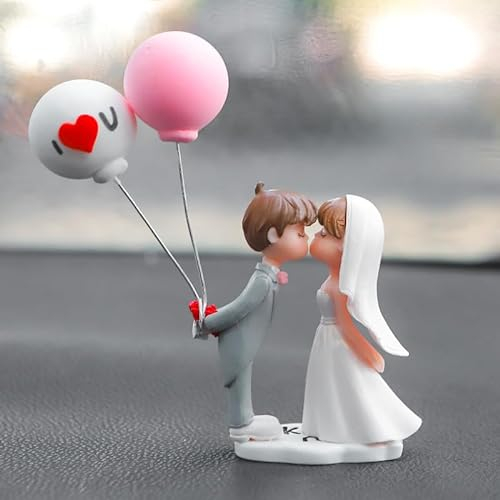 Niedliches Auto Armaturenbrett Ornament, Süße Cartoon-Paare Action-Figur Ballon-Ornament Figuren Paar Puppen mit Ballon Auto Innenraum Deko Figuren Auto-Armaturenbrett-Dekorationen Büro Zimmerdeko
