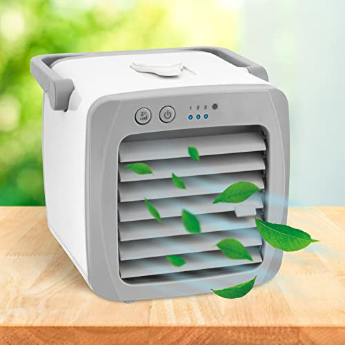 Evaporative Mini Air Cooler Portable Air Conditioner Desk Fan Cooling USB Fan Small Air Con Humidifier with 3 Wind Speed for Home, Bedroom, and Office