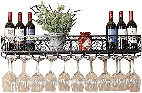 Étagère De Rangement Murale En Fer En Métal Multifonctionnel À Suspendre Au Mur Porte-bouteilles De Vin À Suspendre Porte-Verre À Vin Suspendu 30-100Cm Cintre De Stockage,Black,60X25Cm Made in China