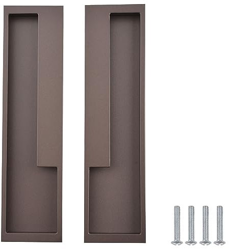 MOROBOR Lot de 2 poignées de porte coulissante encastrées en alliage de zinc pour tiroir de grange coulissante, armoire, armoire (marron)