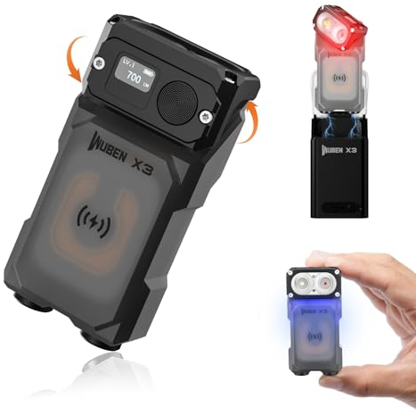 WUBEN X3 Aufladbar Mini Taschenlampen mit Ladekoffer und Magnet, Taschenlampe mit um 180 Grad drehbarem Kopf, IP65 wasserdicht, LED Schlüsselanhänger, 10 Modi, Typ-C-Ladeband für Camping,Geschenk