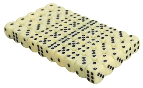 SLAKOZYT 50 Stück 16 mm Würfel Set 6-Seitig,Würfel Set für Tenzi, Sechsseitige Standardwürfel mit Schwarzen Punkten für Brettspiele Würfelspiele Tischspiele (50 Stück Weiß -Cornet carré)