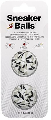 Sneaker Balls Schuh-Deodorant & Erfrischer-Kugeln, Geruchsentferner für Schuhe/Sporttaschen/Spinde, 3,8 cm Durchmesser, Schnell-Dreh-Aktion, 90 Tage Frische - Edgy Weiß