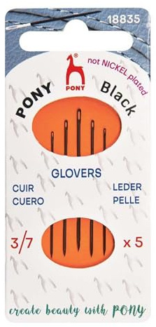 Pony - Pony Black Glover Matt Beenden (No. 3-5-7) Hand Nähen Nadeln mit Weiß Auge - 5 Nadeln