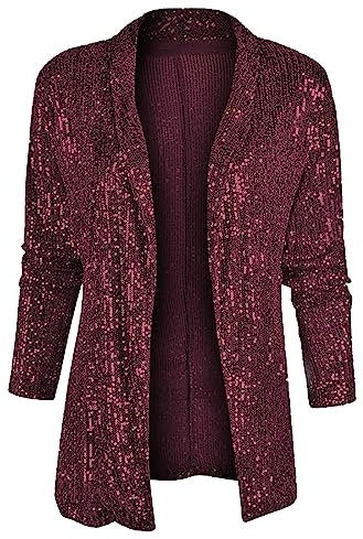 Glitzer Blazer Damen Party Schwarz Oversize Bunt Pailletten Jacke Festlich Große Größen Blaser Basics Langarm Bolero