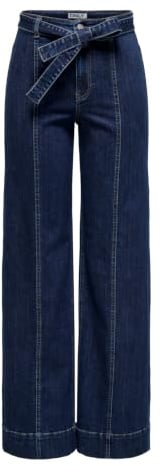 ONLY Damen Onlmadison Blush Hw Wide Belt DNM Bj Jeans, Dark Blue Denim, M / 32L