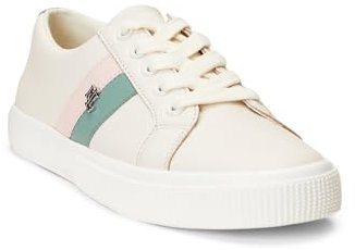 Lauren Ralph Lauren Damen Janson Ii Sneaker aus Leder Ballerinas, Weiches Weiß/weiches Lorbeer/rosa Opal, 40 EU