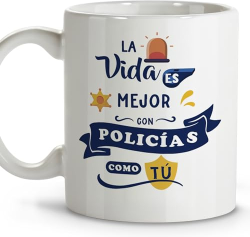 Opositor policia nacional. Tazas originales para regalar. Regalos originales de policia. Tazas personalizadas. Taza cerámica 330 ml.