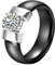 KnSam Ring Verlobung Keramik, 6MM Solitärring Klassiker Freundschaftsring Mann und Frau mit Zirkonia, Ring Schwarz Silber, Gr.60 (19.1)
