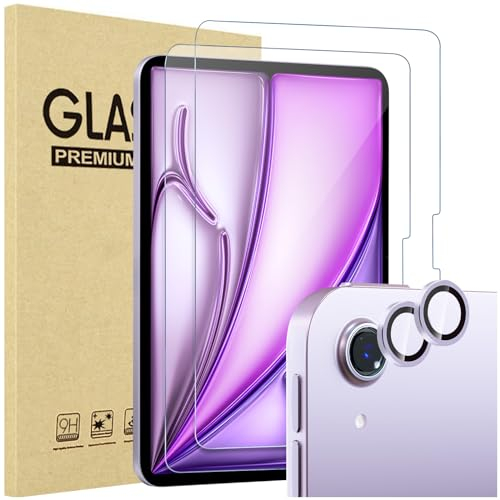 Procase 2 Piezas Protector de Pantalla y Lente Cámara para iPad Air 11 2025(M3)/2024 (M2), Screen Protector Vidrio Templado para iPad Air 11 Pulgadas 2024 -Morado